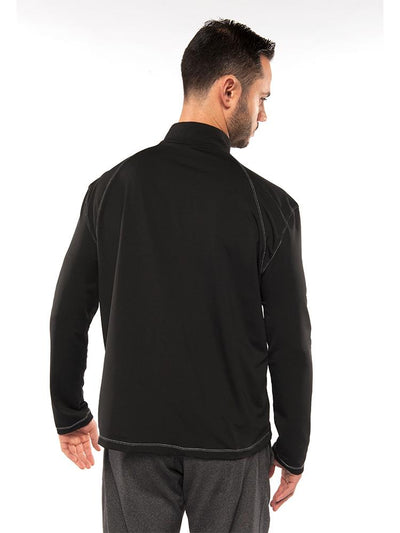 back of Men's Alfredo Coat in "Black" color on a model