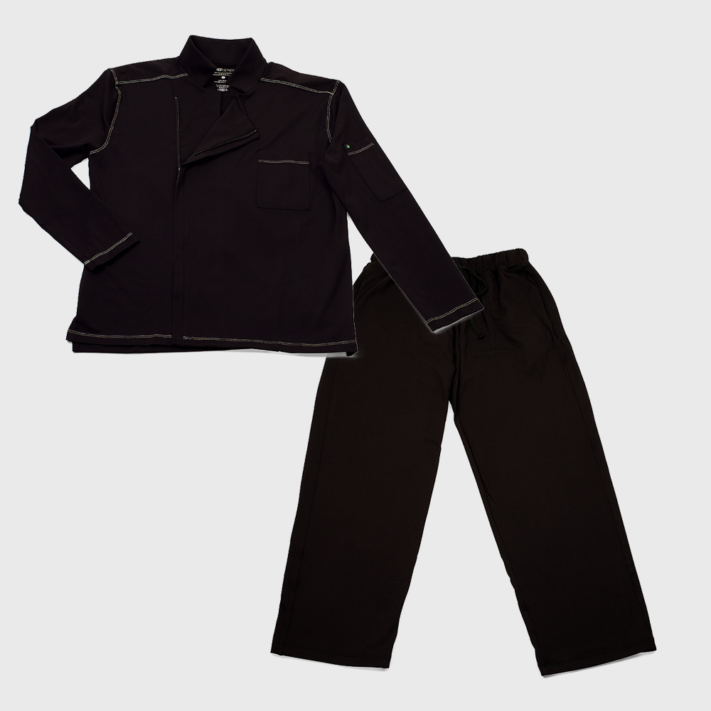 black coat with black pants