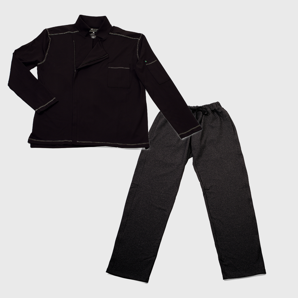black jacket with carbon pants