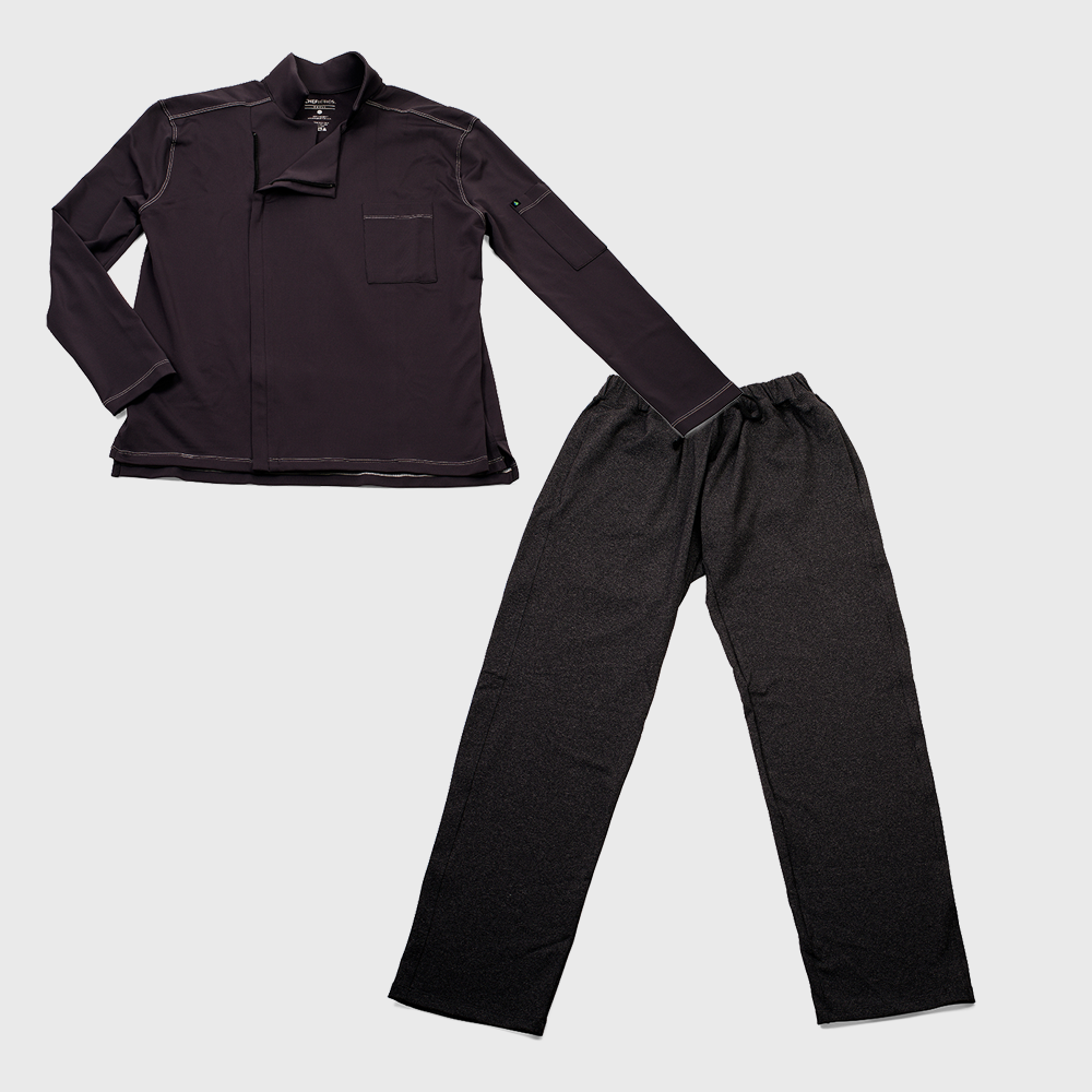 carbon color jacket with carbon color pants